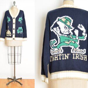 vintage 90s cardigan NOTRE DAME Belle Pointe Fightin Irish navy sweater top L XL